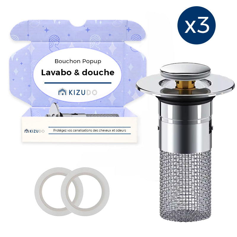 Bouchon Popup - Bloque les déchets, protège votre lavabo