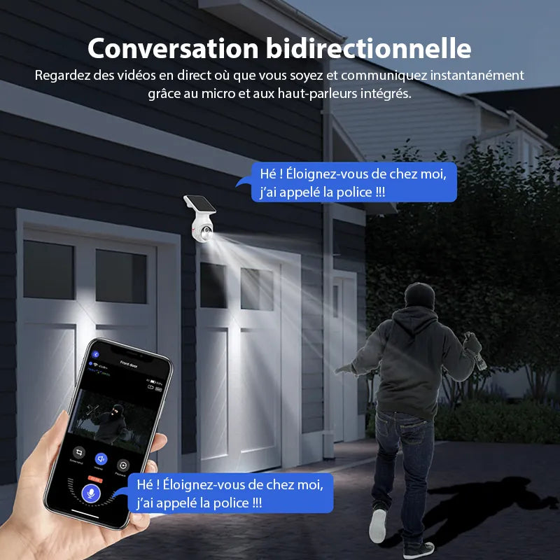 Caméra de surveillance solaire – Sécurité intelligente sans fil